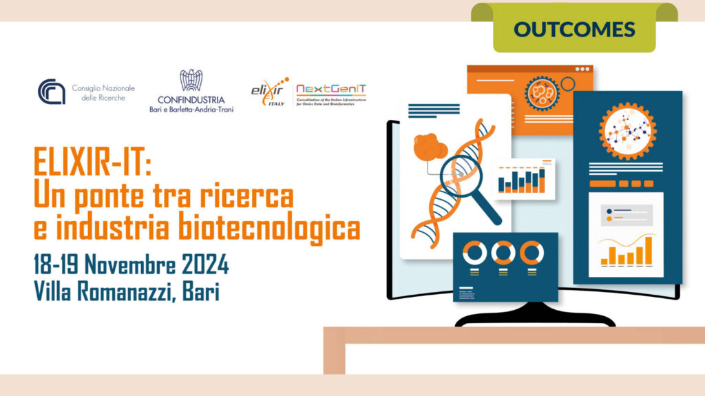 ELIXIR-IT: A Bridge Between Research and Biotechnological Industry - Banner with Outcomes label