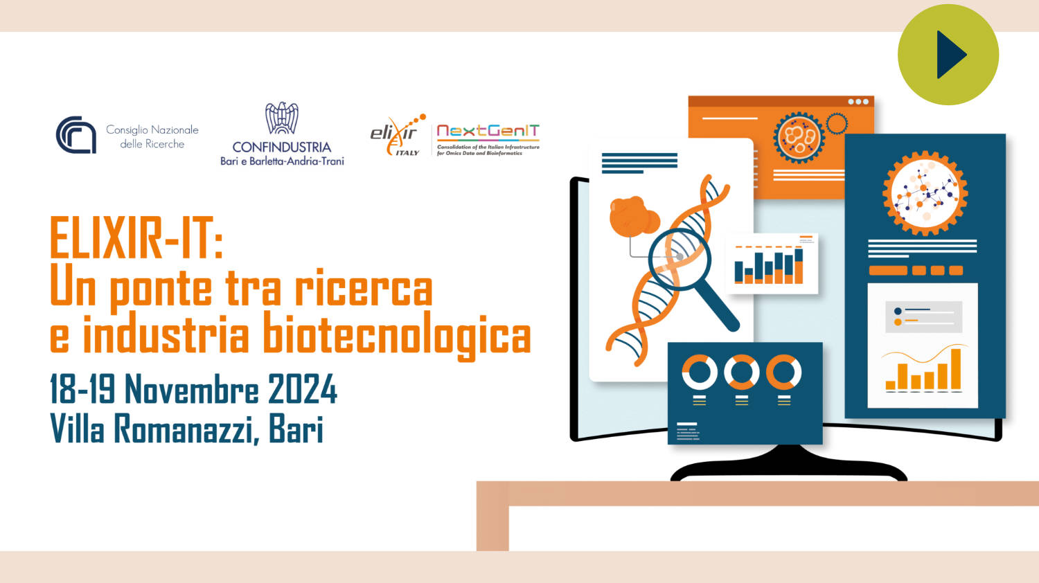 ELIXIR-IT: A Bridge Between Research and Biotechnological Industry - Banner with play button