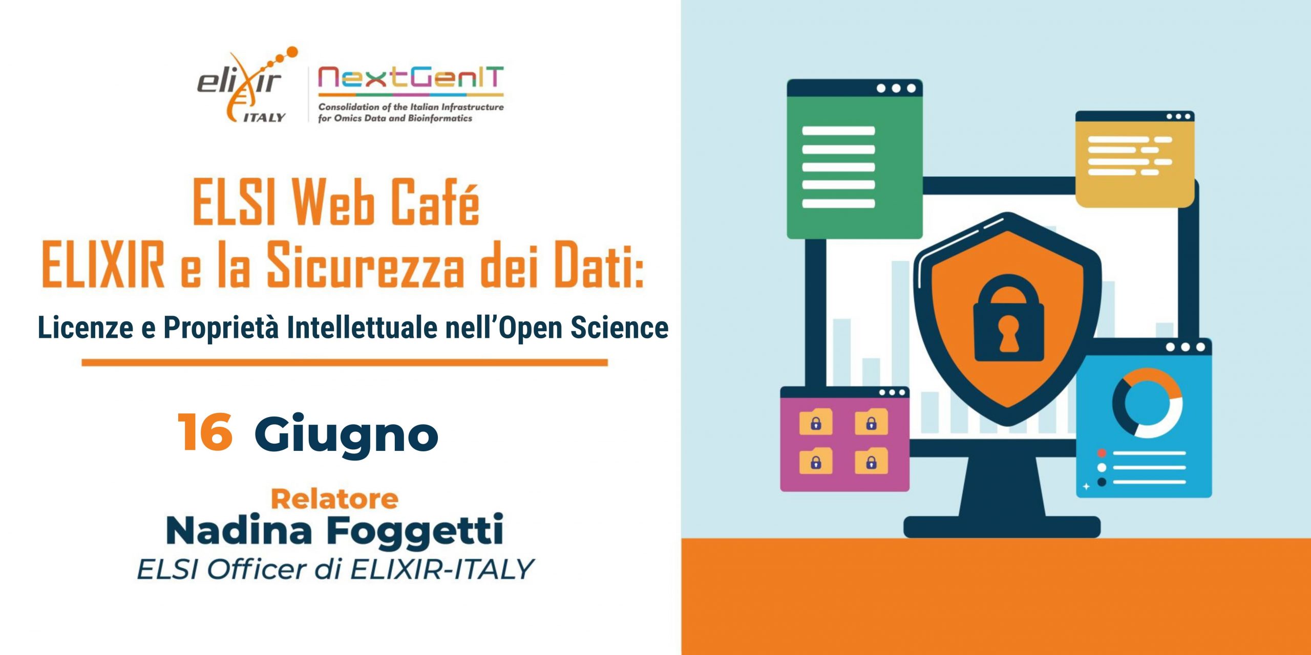 ELSI Web Café: ELIXIR and Data Security – Licensing and Intellectual Property in Open Science - Event banner