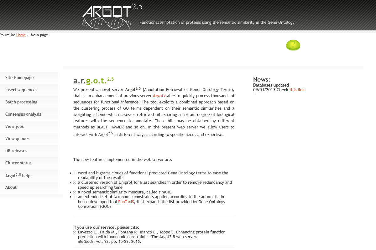 Argot 2.5 - User interface