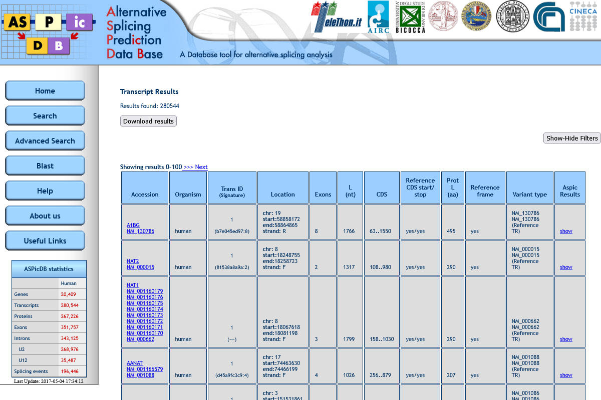 ASPicDB - User interface