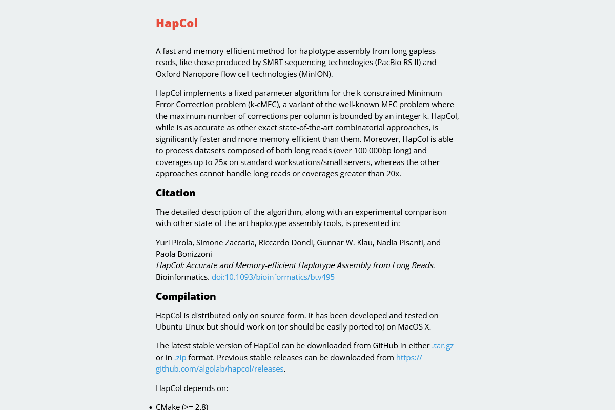 HapCol - User interface
