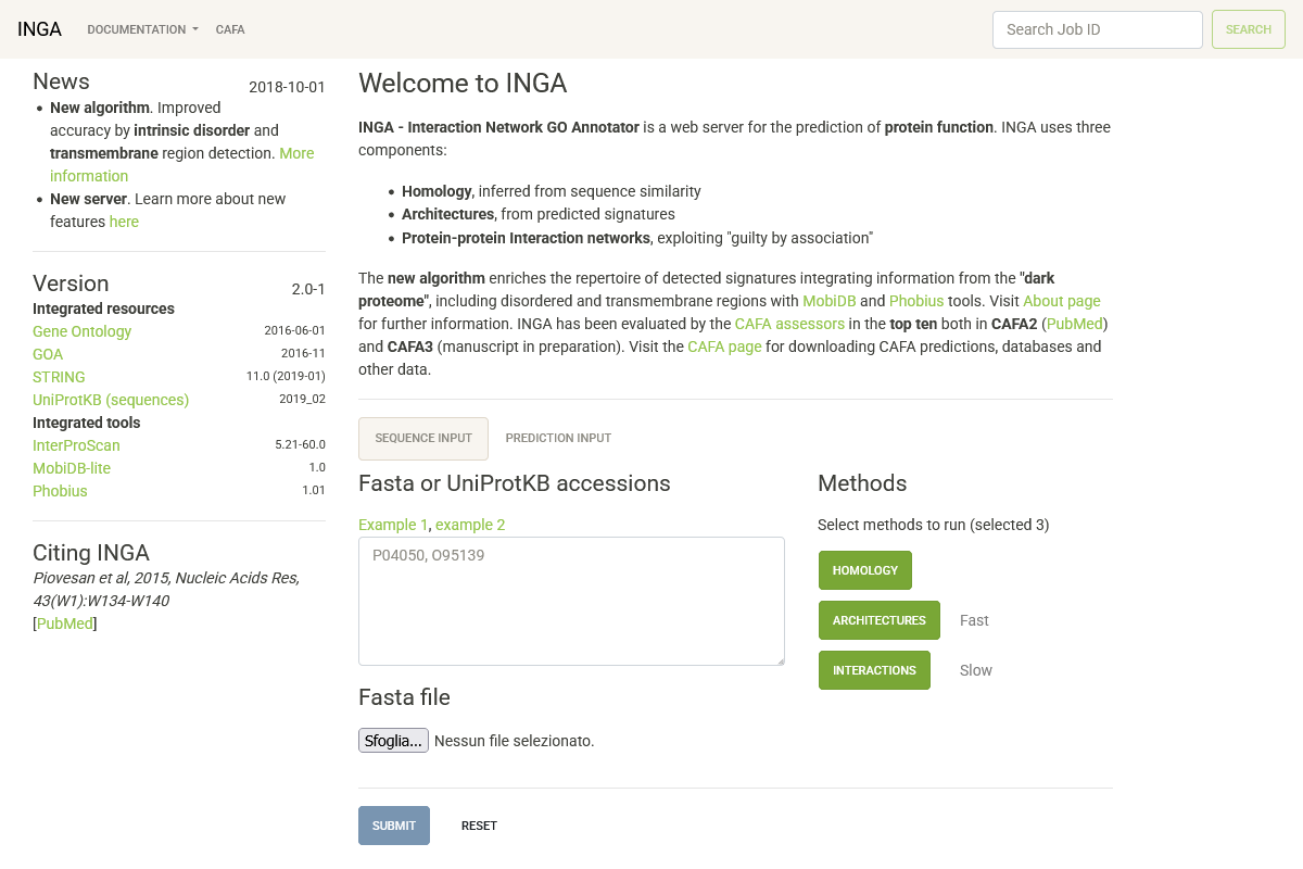 INGA - User interface