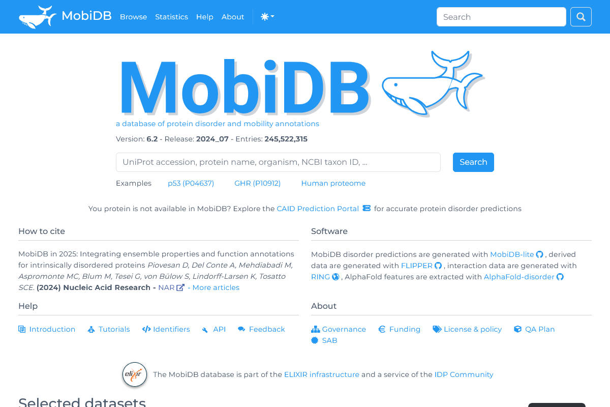 MobiDB - User interface