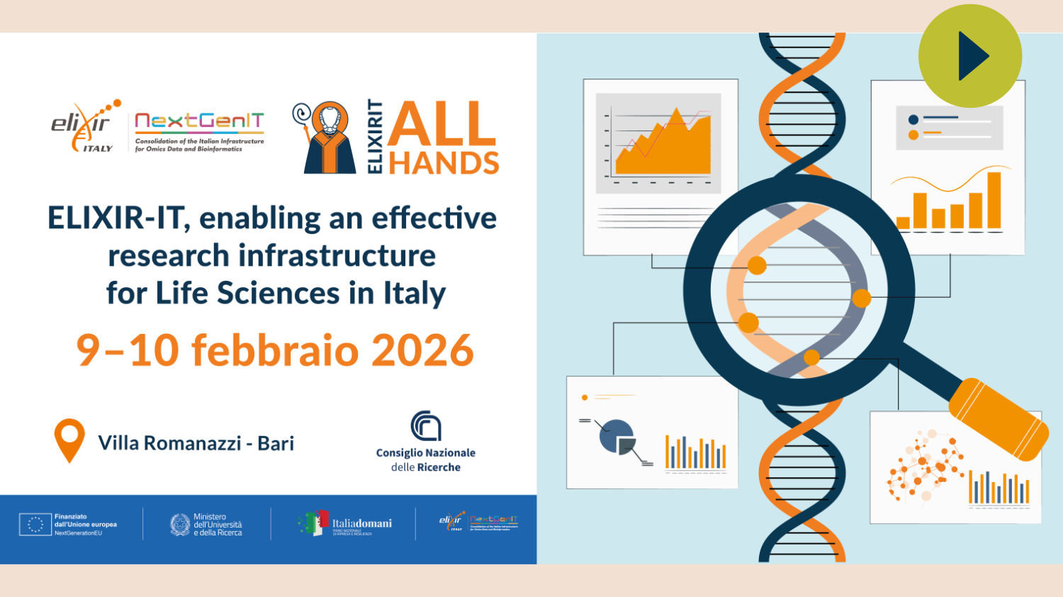 ELIXIR-IT All Hands 2026 - Banner with play button